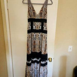 Bebe animal print and lace maxi dress